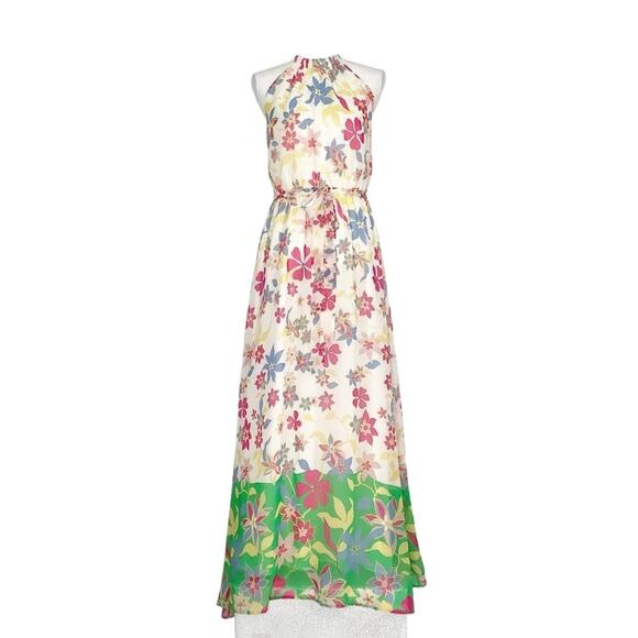 ModCloth Illuminated Elegance Cream Multi Floral Chiffon Maxi Dress Medium - Picture 2 of 11